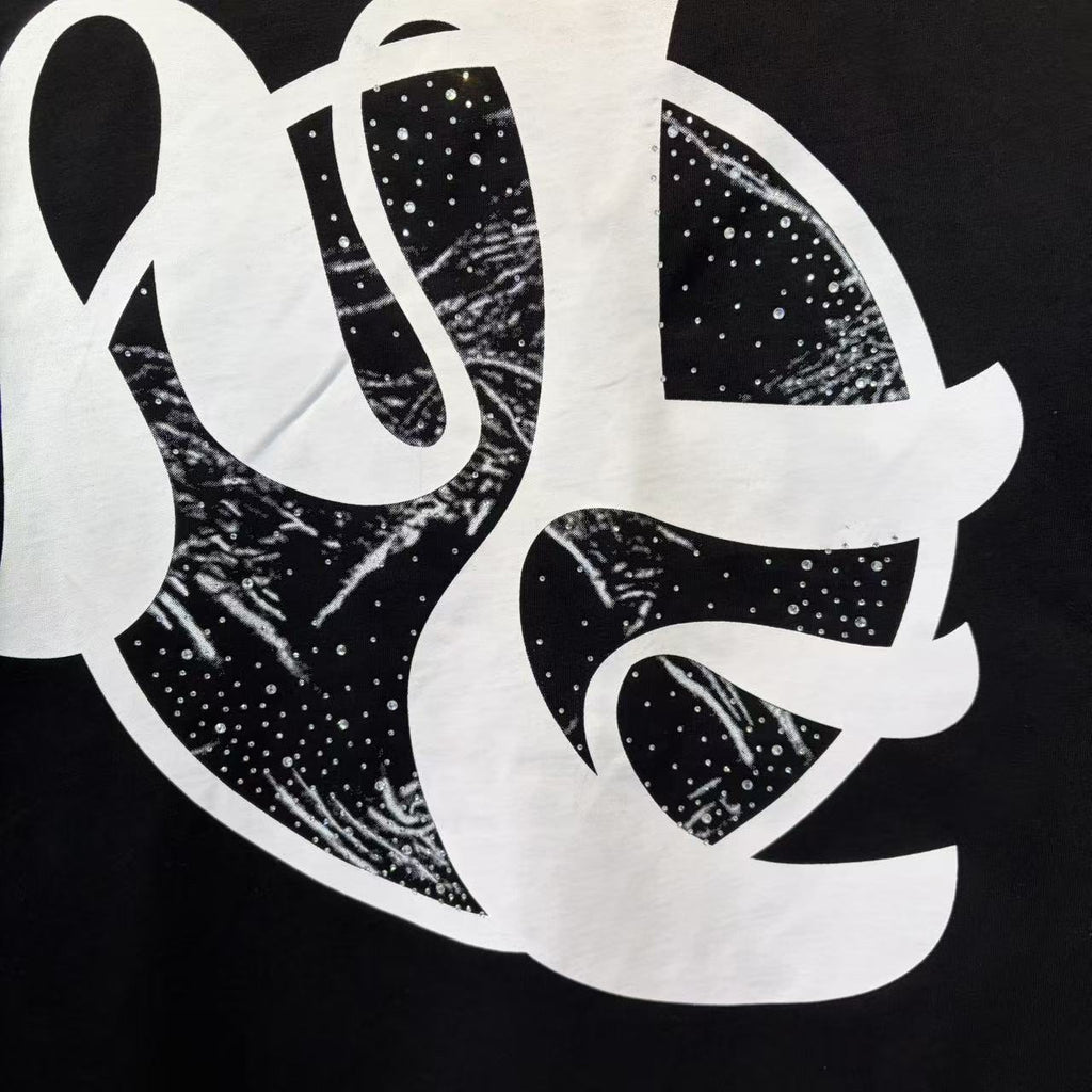 MIXED EMOTION Black Cherub Abstract Graphic T-Shirt