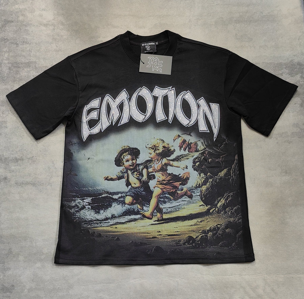 MIXED EMOTION Cherub Rhinestone Graphic T-Shirt