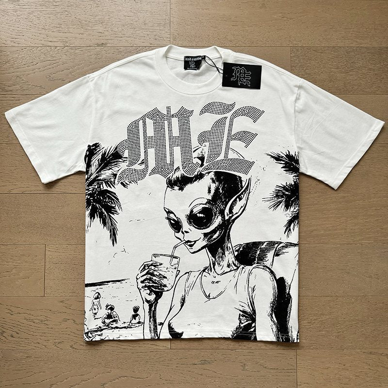 Mixed Emotions Alien Palm Tree Graphic T-Shirt