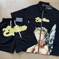 MIXED EMOTION Angel Graphic Zip Shirt & Shorts Set