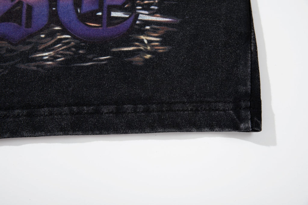 MAJESTIK Washed Black Rhinestone Graphic T-Shirt