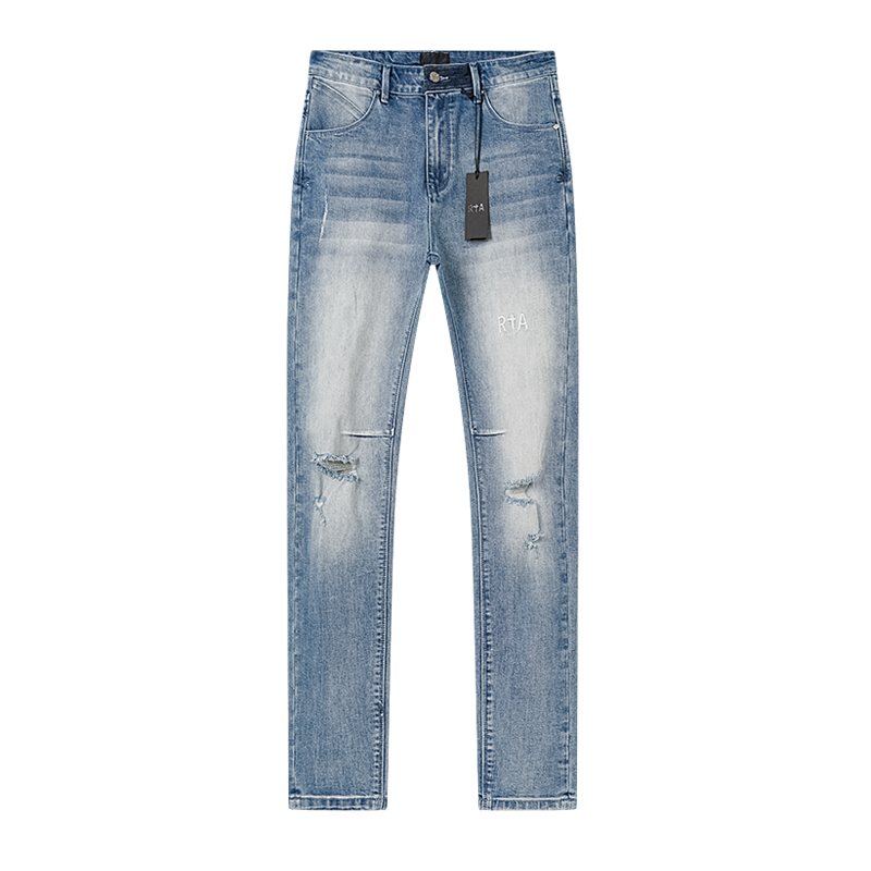 R+A Washed Distressed Jeans - Light Blue