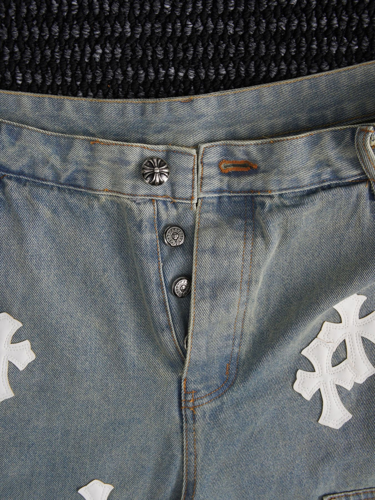 Chrome Hearts Cross Patch Light Blue Denim Shorts