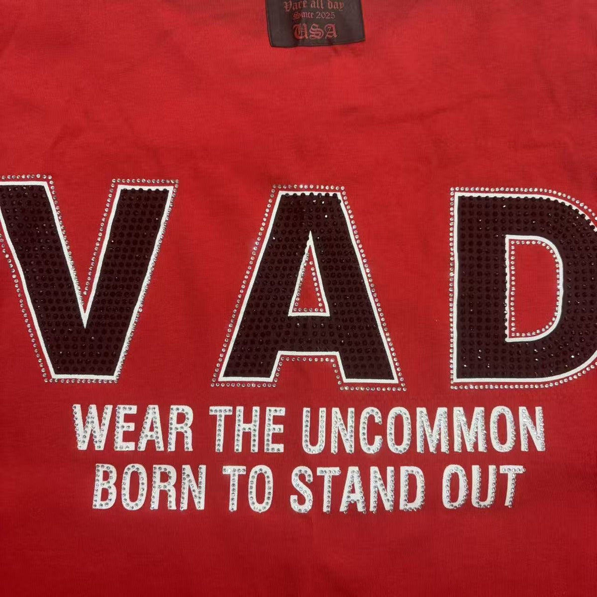 VARE ALL DAY Red Color Block Graphic T-Shirt