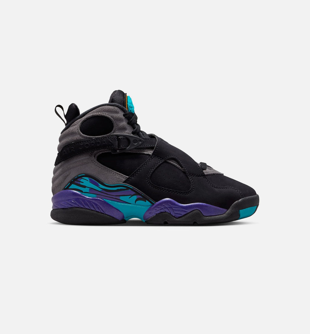 Air Jordan 8 Retro Aqua Big Kids' Sneakers - Black / Multi Color / Bright Concord