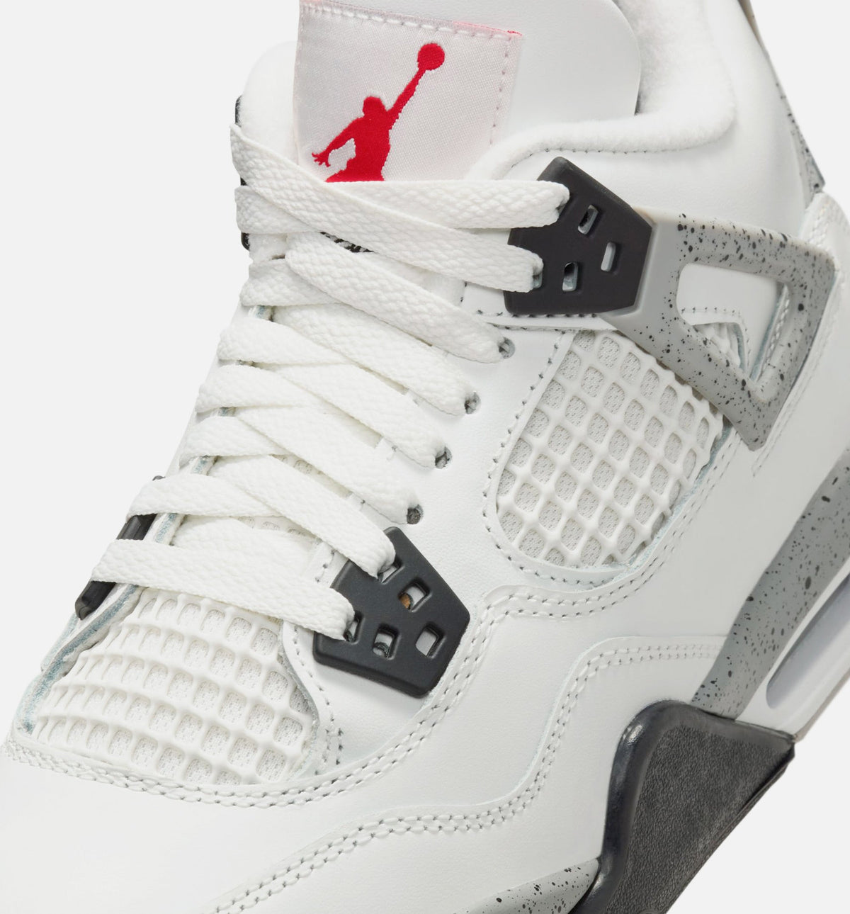 Air Jordan 4 Retro White Cement – Grade School Lifestyle Shoe in Summit White/Fire Red/Cement Grey/Black