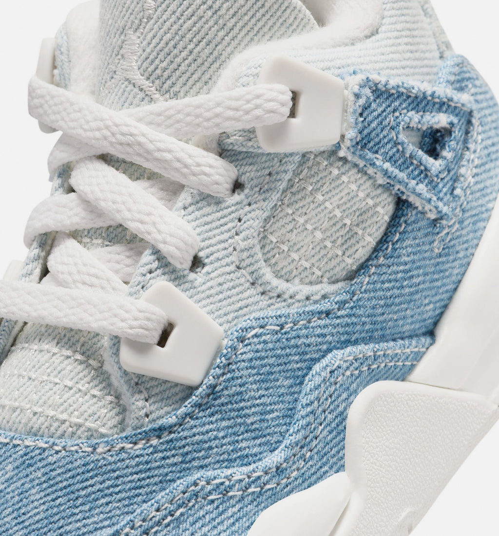Air Jordan 4 Retro Worn Blue Infant/Toddler Shoes - Sail Worn Blue Metallic Gold