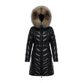 Moncler Fulmarus Chevron-Quilted Fur-Trim Long Coat