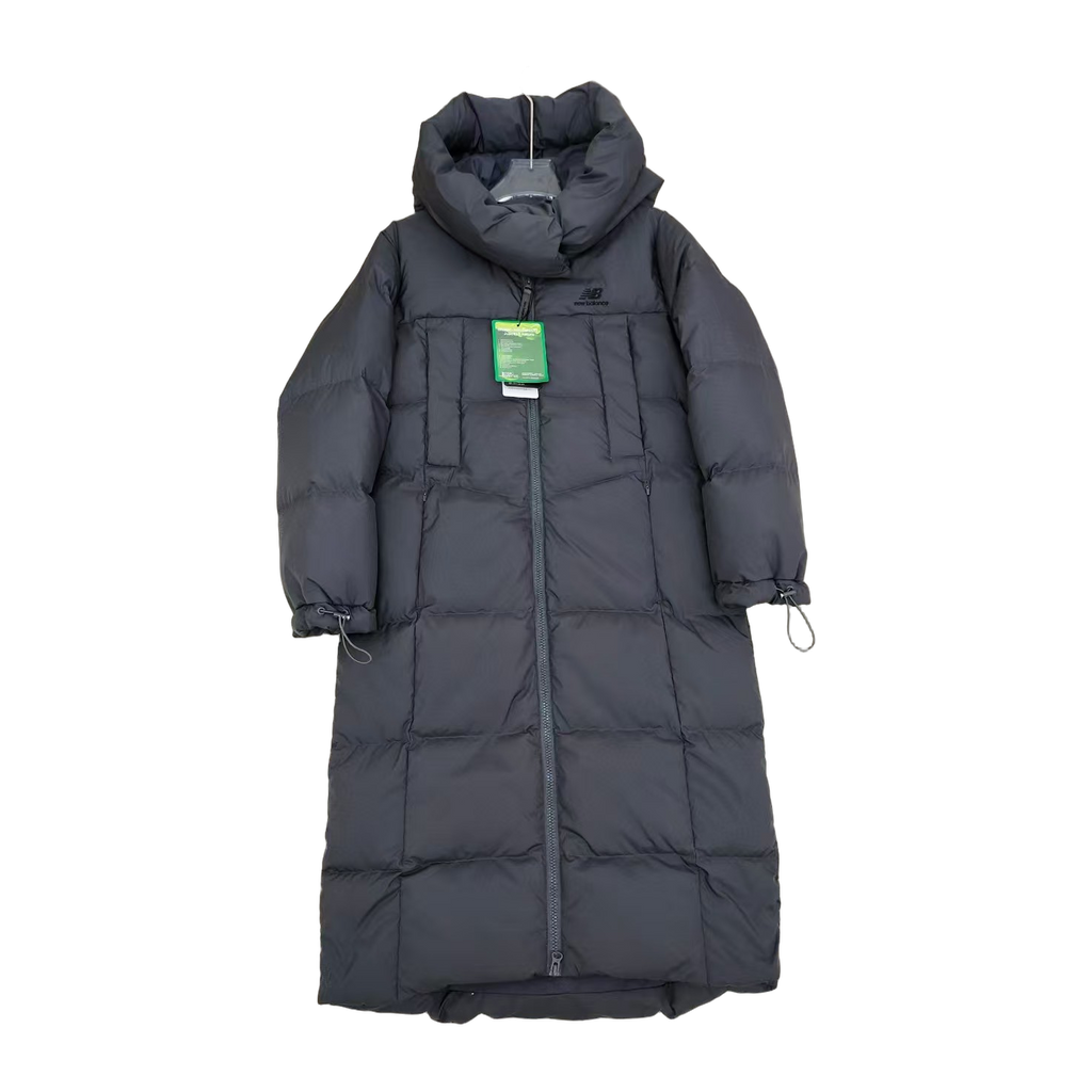 New Balance Hooded Long Puffer Coat – Black