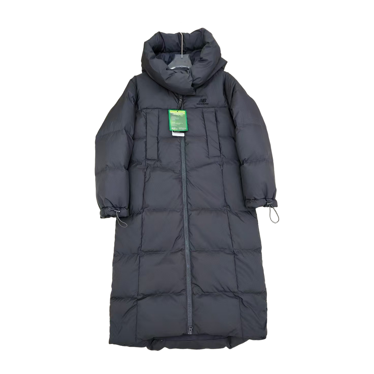 New Balance Hooded Long Puffer Coat – Black