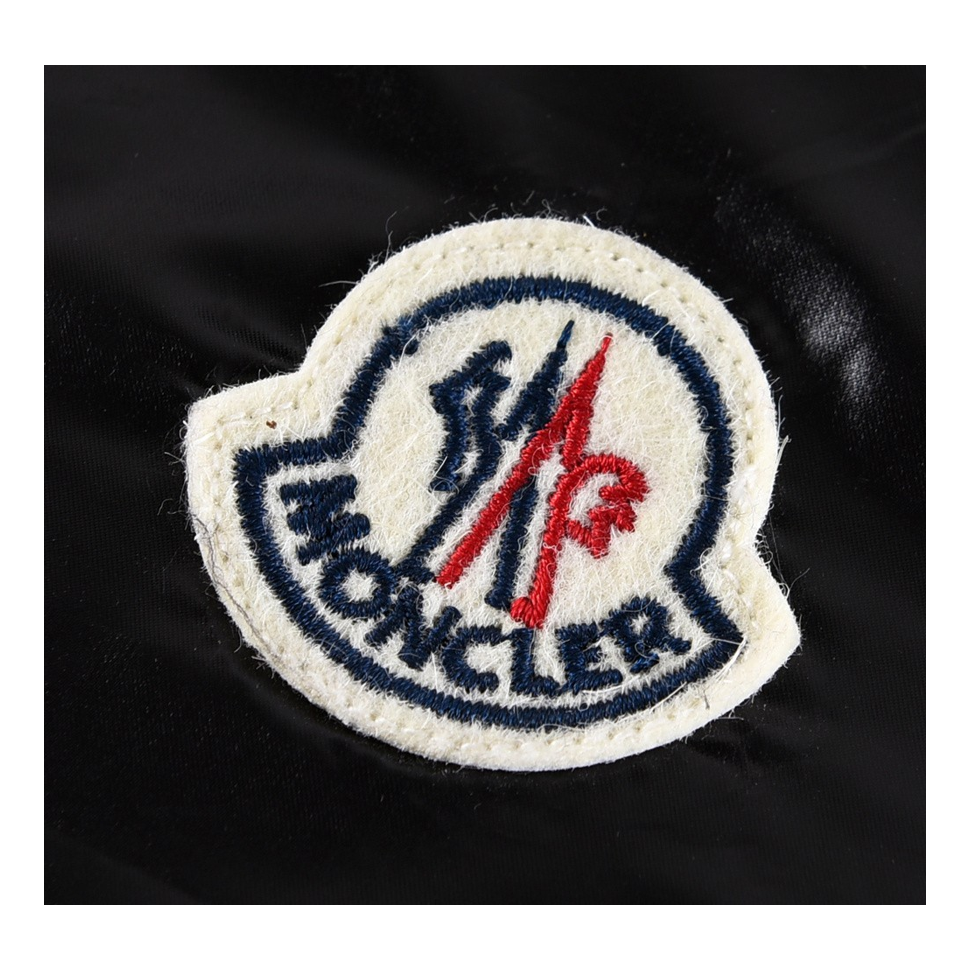 Moncler Tricolour Sleeve-Stripe Glossy Hooded Puffer Jacket | High-Sheen Shell