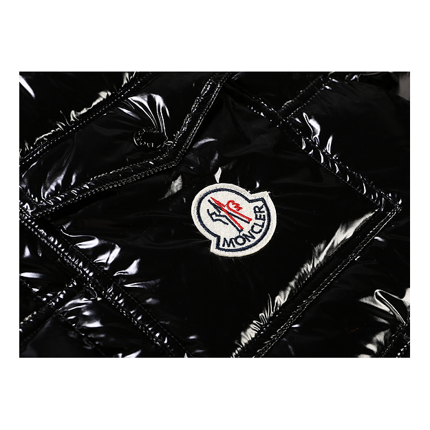 Moncler Contrast-Trim Glossy Hooded Down Puffer Jacket