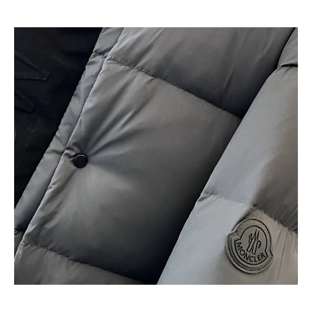 Moncler Contrast-Hood Color-Block Down Puffer Jacket