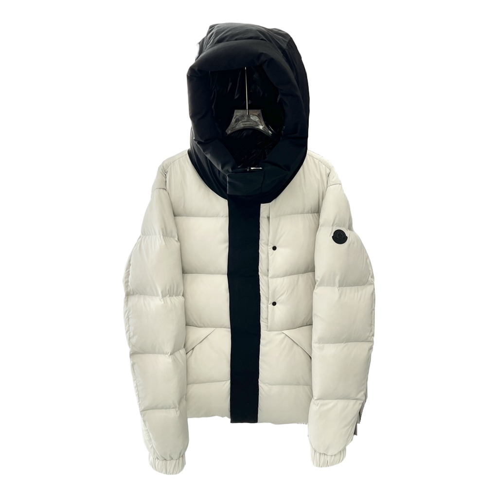Moncler Contrast-Hood Color-Block Down Puffer Jacket
