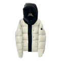 Moncler Contrast-Hood Color-Block Down Puffer Jacket