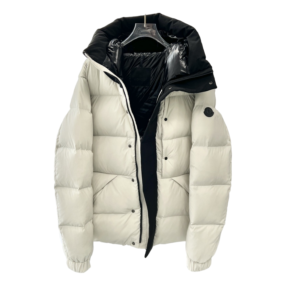 Moncler Contrast-Hood Color-Block Down Puffer Jacket