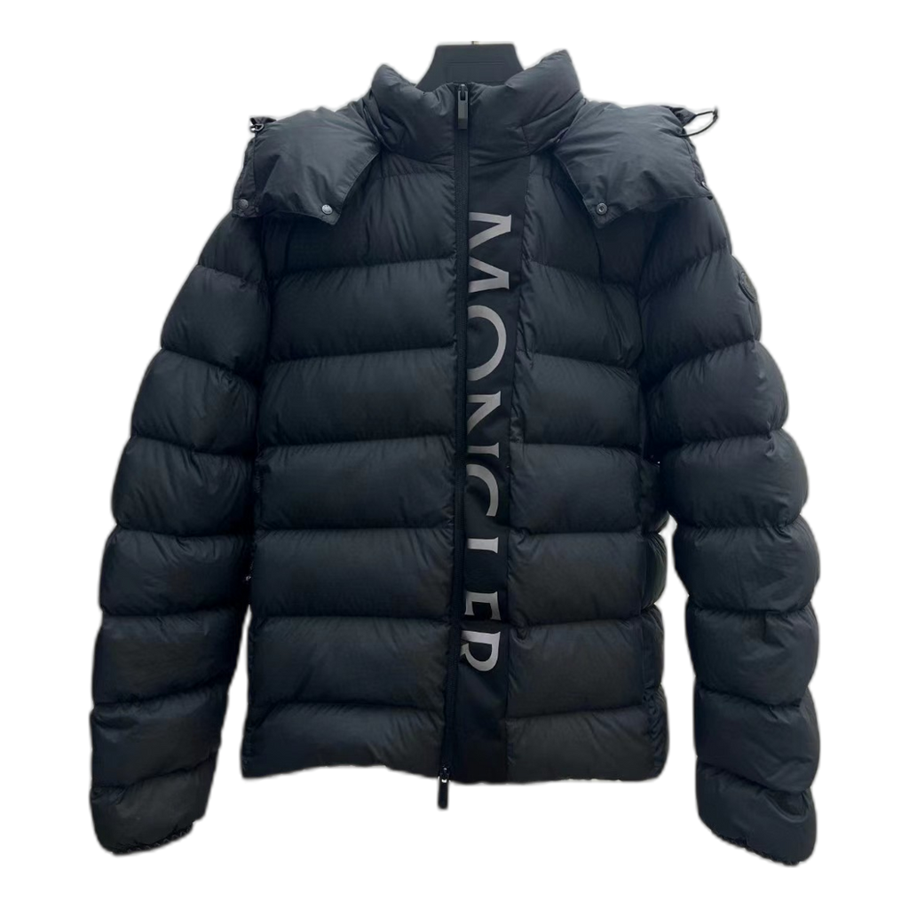 Moncler Vertical-Logo Snap-Front Puffer Jacket – Black | Premium Down