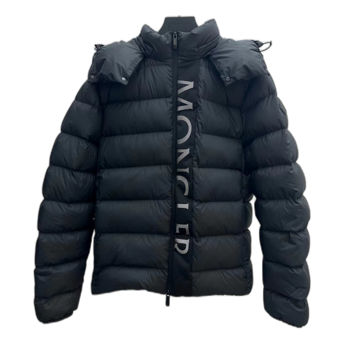 Moncler Vertical-Logo Snap-Front Puffer Jacket – Black | Premium Down