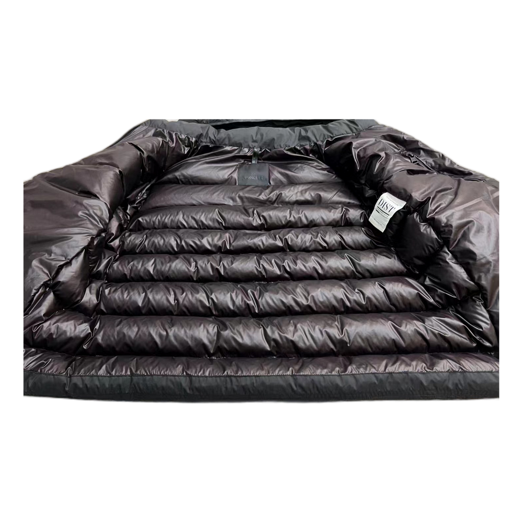 Moncler Vertical-Logo Snap-Front Puffer Jacket – Black | Premium Down