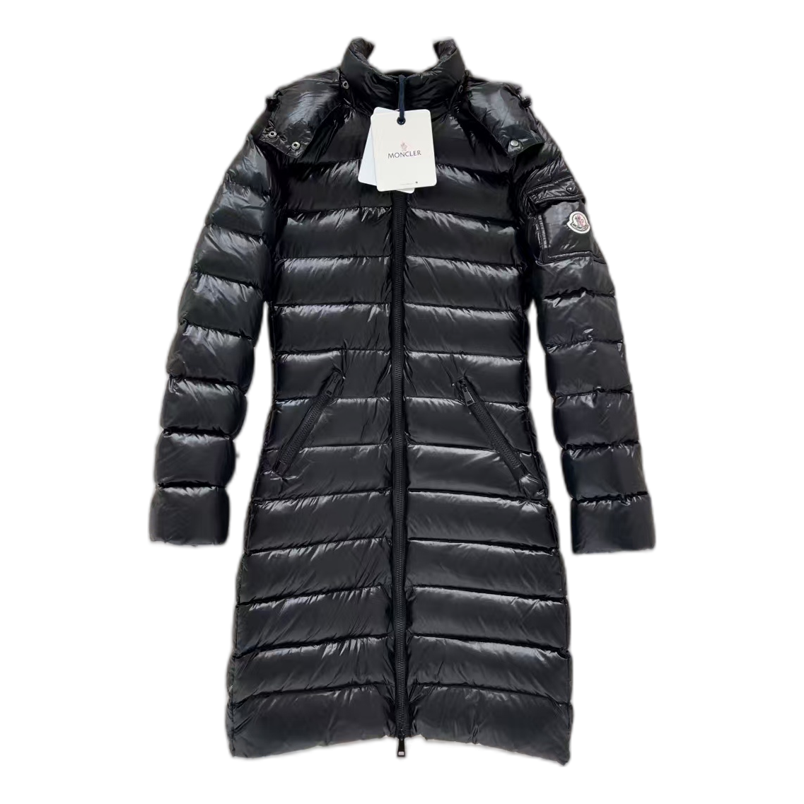 Moncler Narrow-Quilt Fur-Trim Hooded Long Puffer Coat – Black | Premium Down
