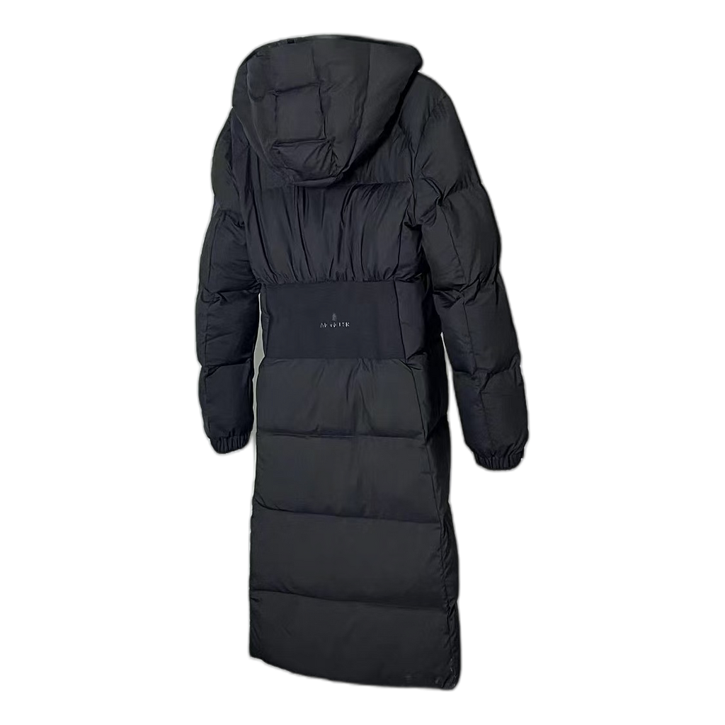 Moncler Matte Zip-Front Hooded Long Puffer Coat – Black