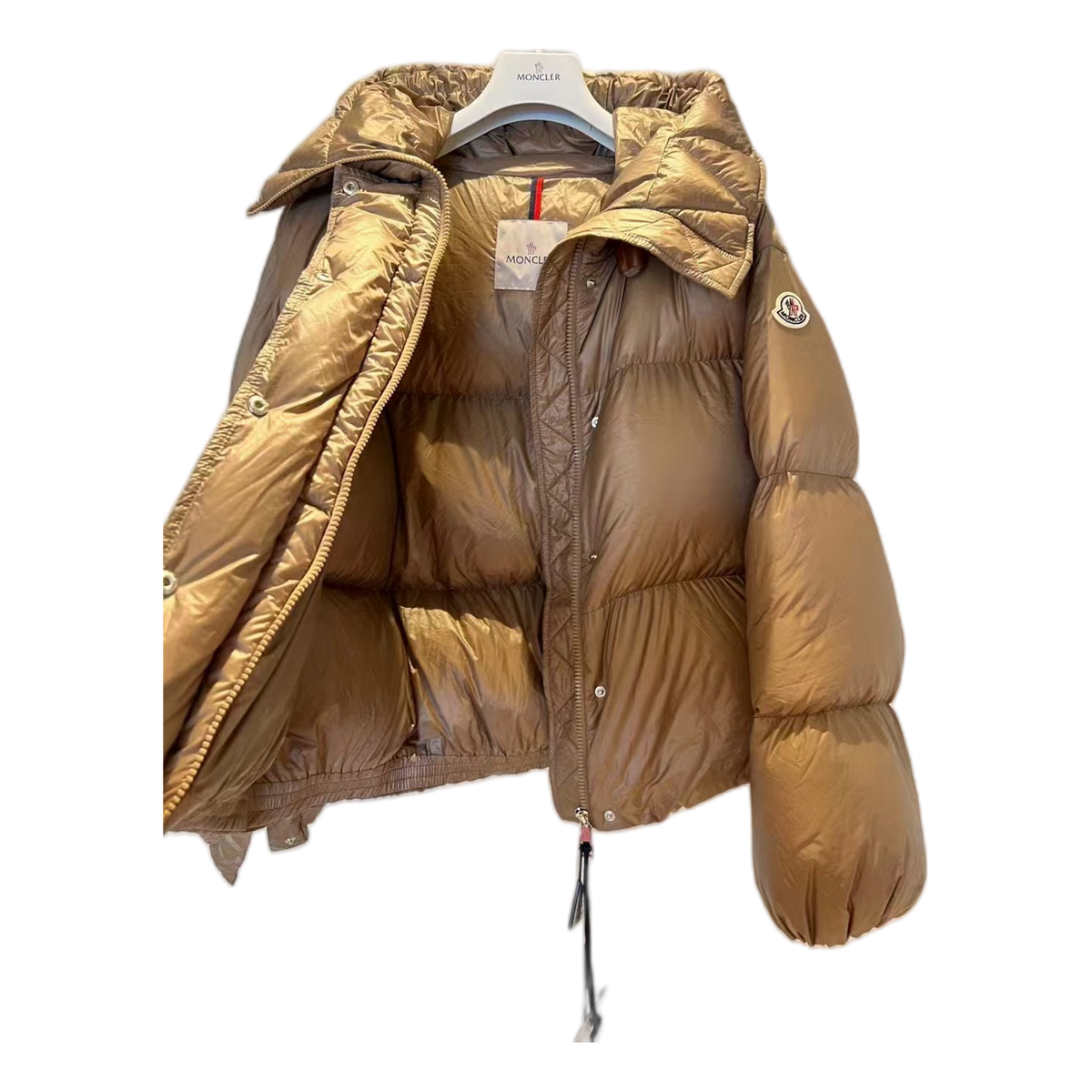 Moncler Borey Hooded Down Puffer Jacket — Bronze