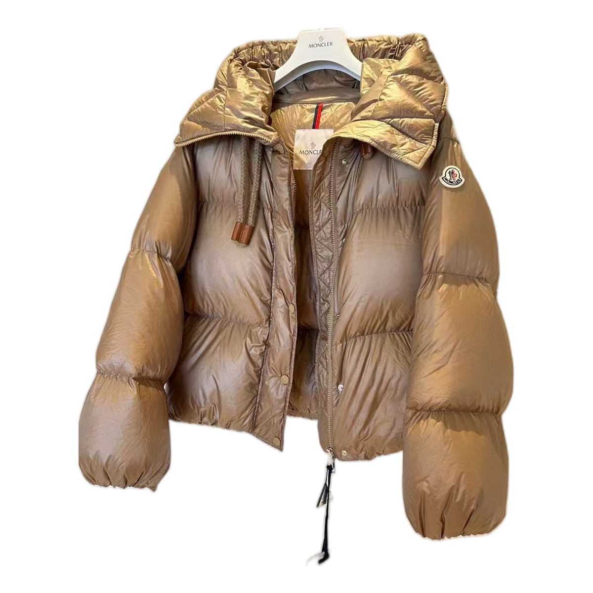 Moncler Borey Hooded Down Puffer Jacket — Bronze