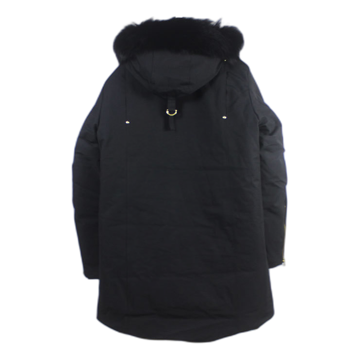 Moose Knuckles Stag Lake Gold-Trim Fur-Hood Parka – Black | Canadian Down