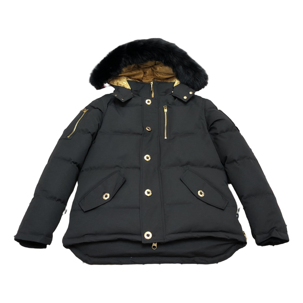 Moose Knuckles Gold 3Q Fur-Trim Puffer Jacket – Black | Canadian Down