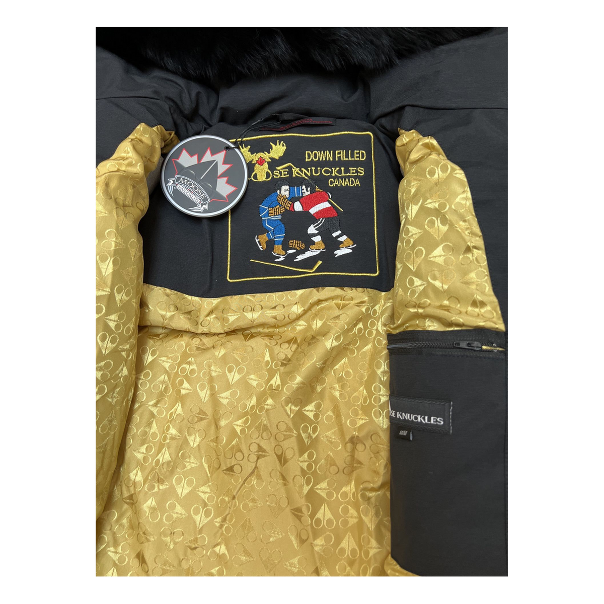 Moose Knuckles Gold 3Q Fur-Trim Puffer Jacket – Black | Canadian Down