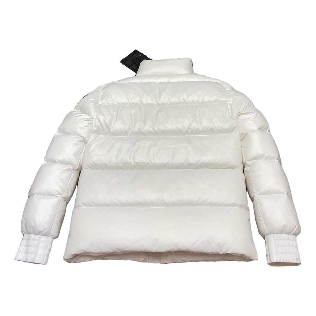 Moose Knuckles Logo-Zip Quilted Puffer Bomber – Off White | Canadian Down