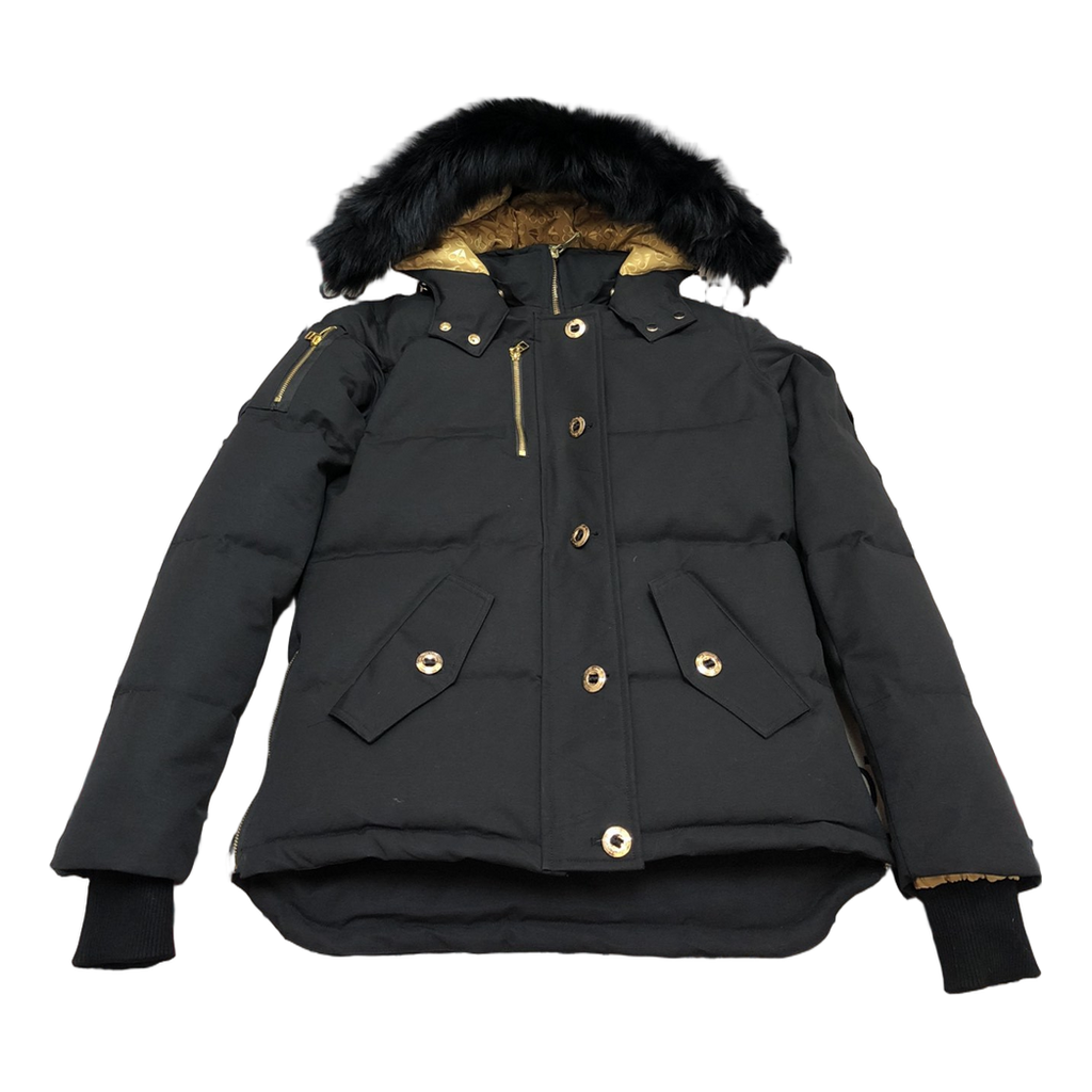 Moose Knuckles Gold 3Q Fur-Trim Hooded Puffer Jacket – Black | Canadian Down