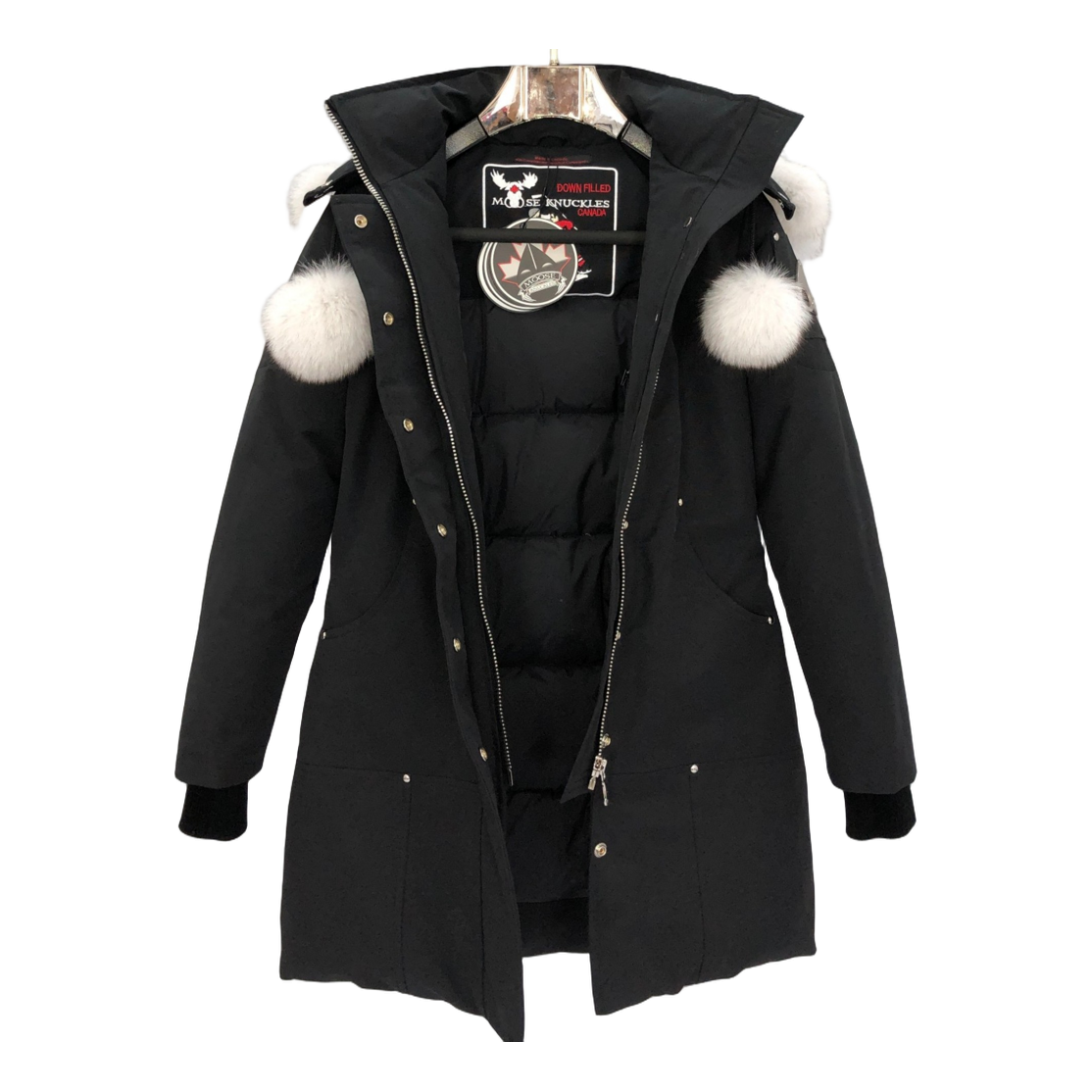 Moose Knuckles Stirling Parka – White Fur Trim | Pom-Pom Signature