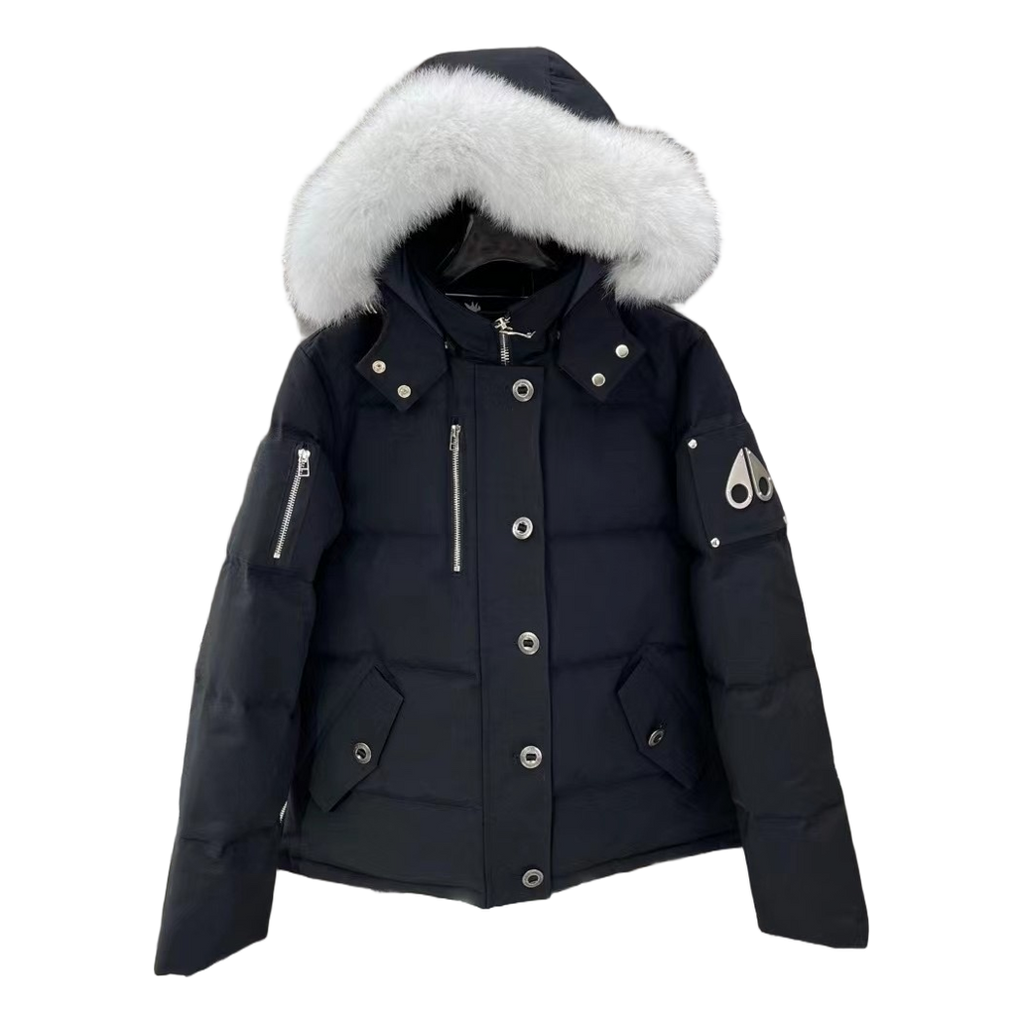 Moose Knuckles Chest-Zip Fur-Trim Hooded Puffer Jacket | Coyote Fur Hood