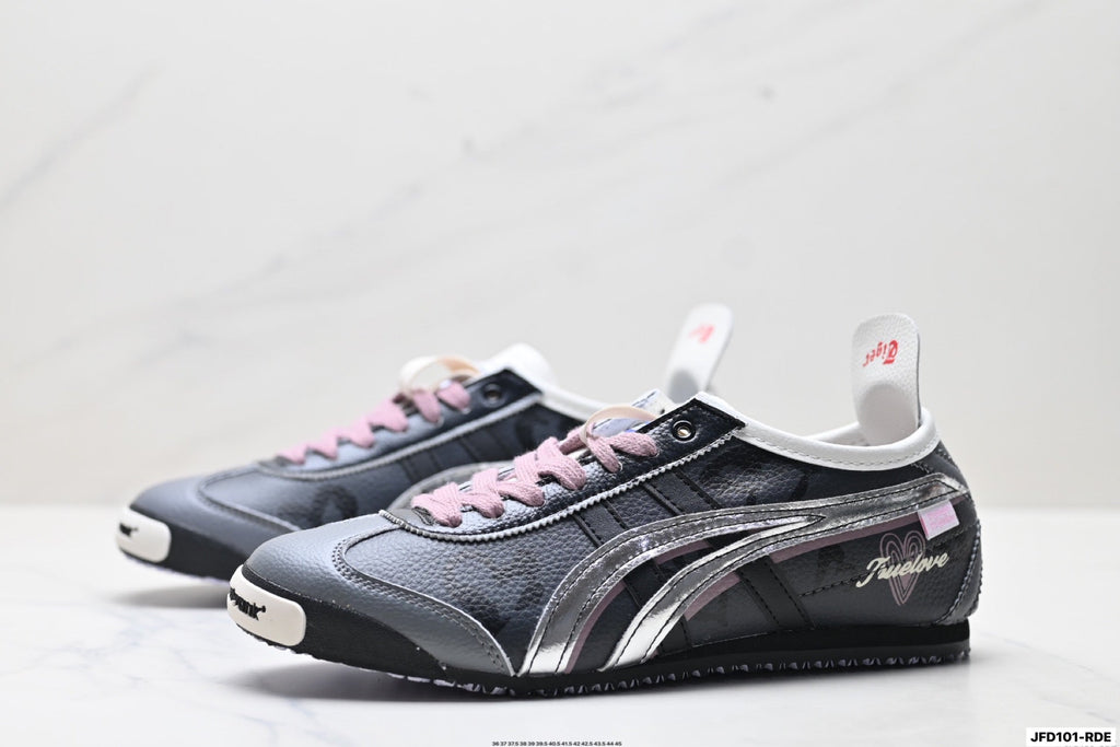 Onitsuka Tiger Retro Low Top Black Pink Silver Unisex Shoes Style 25