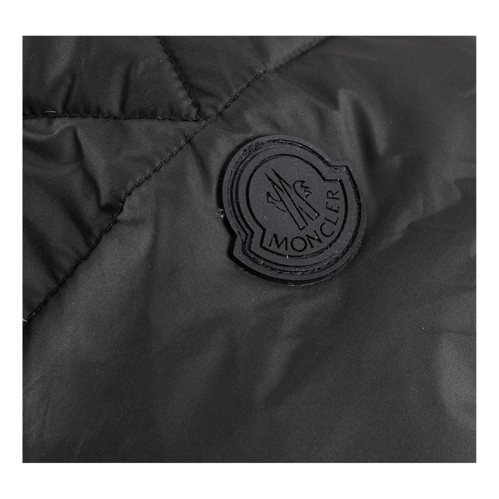 Moncler Contrast-Lined Logo-Hood Down Puffer Jacket — Black