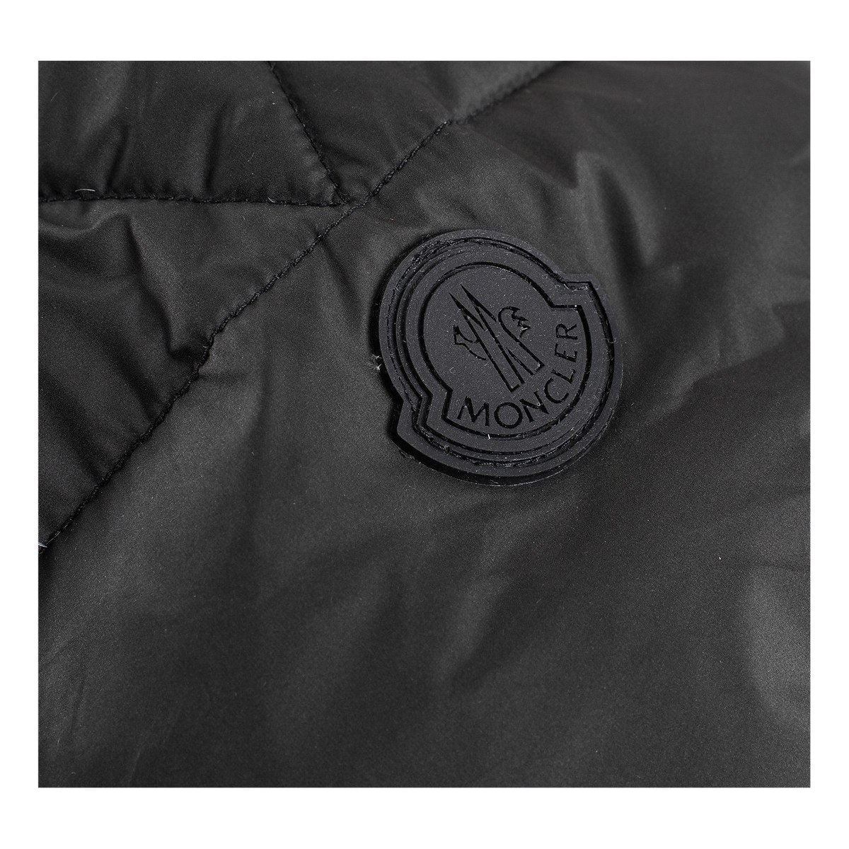 Moncler Contrast-Lined Logo-Hood Down Puffer Jacket — Black