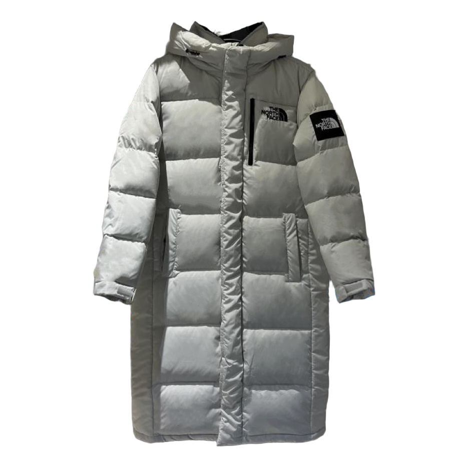 The North Face Color-Block Hooded Long Puffer Coat | Grey | Premium Down