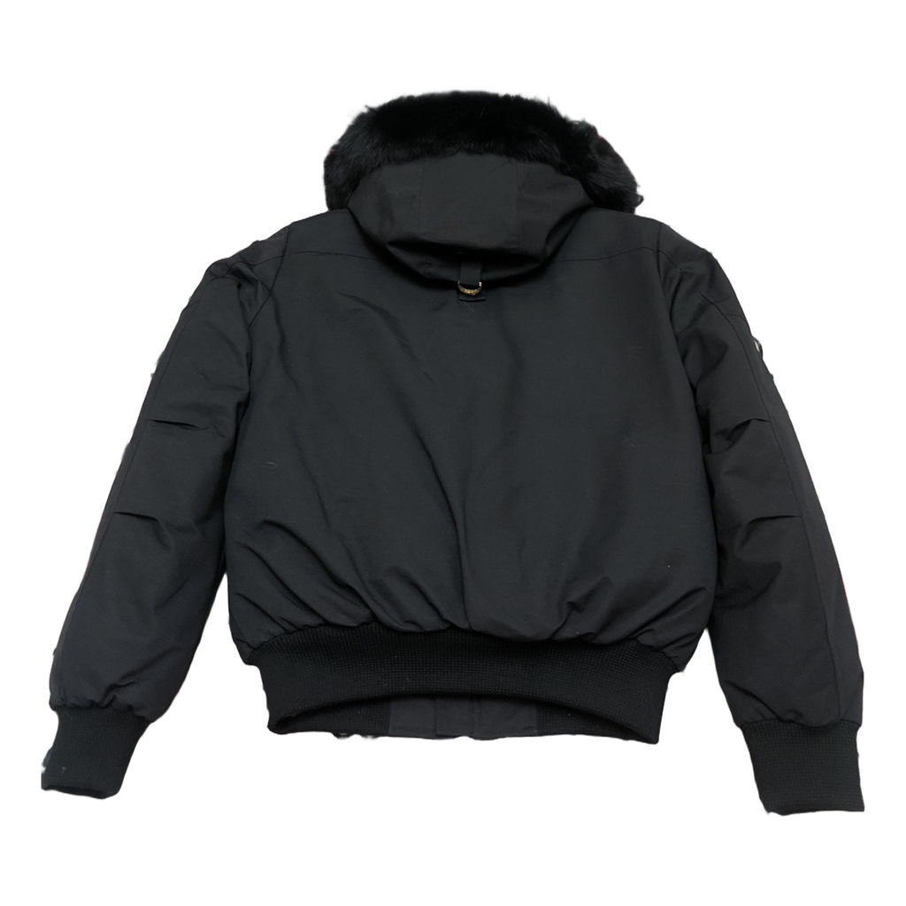 Moose Knuckles Gold Ballistic Fur-Trim Bomber – Black | Canadian Down