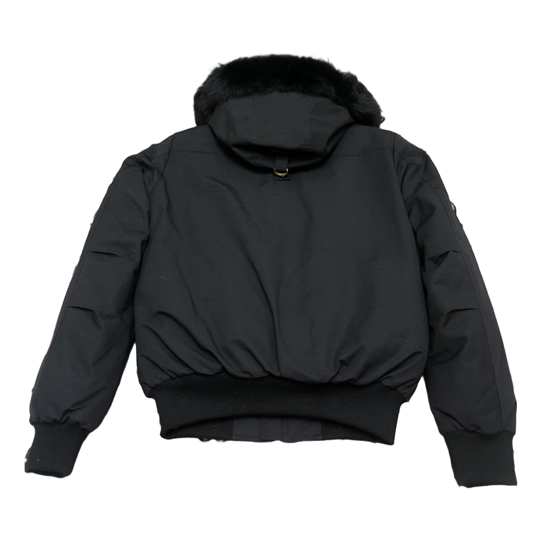 Moose Knuckles Gold Ballistic Fur-Trim Bomber – Black | Canadian Down