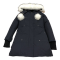 Moose Knuckles Stirling Pom-Pom Fur-Trim Parka – Navy | Canadian Down