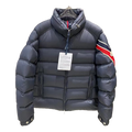 Moncler Tricolour Sleeve-Band Stand-Collar Puffer Jacket – Navy | Premium Down