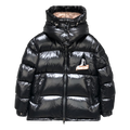 Moncler Mountain-Badge Glossy Short Puffer Jacket – Black | Premium Down