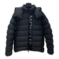 Moncler Vertical-Logo Placket Hooded Puffer Jacket – Black | Premium Down