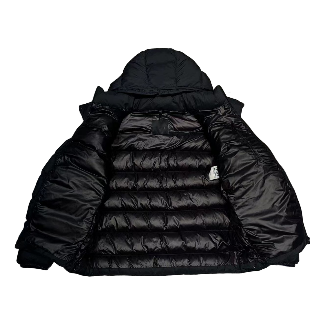 Moncler Vertical-Logo Placket Hooded Puffer Jacket – Black | Premium Down