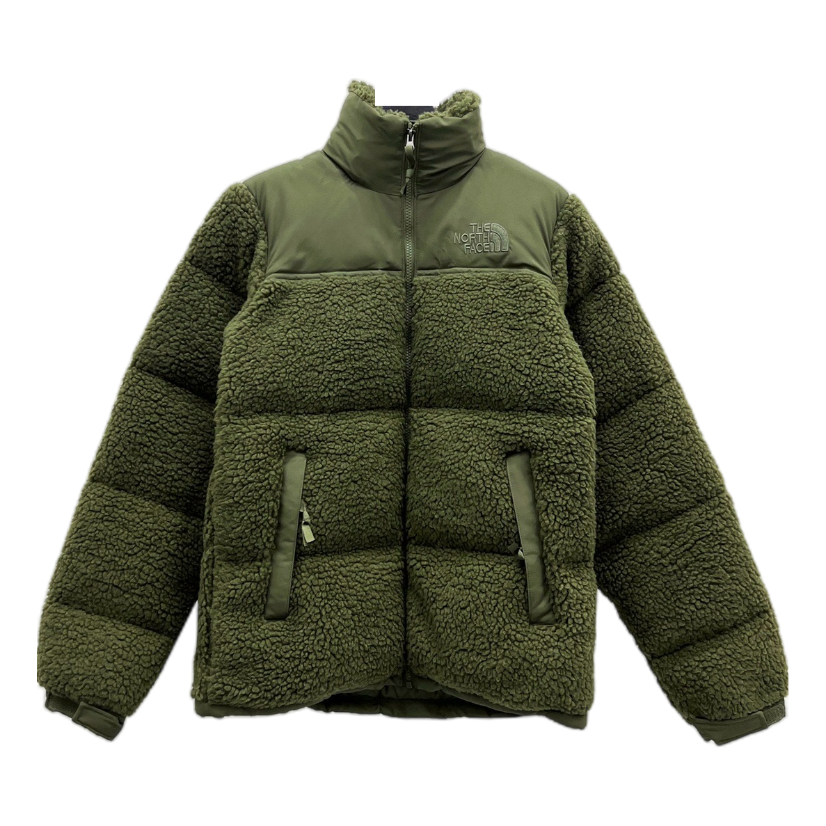 The North Face Fleece-Panel Stand-Collar Puffer Jacket – Olive
