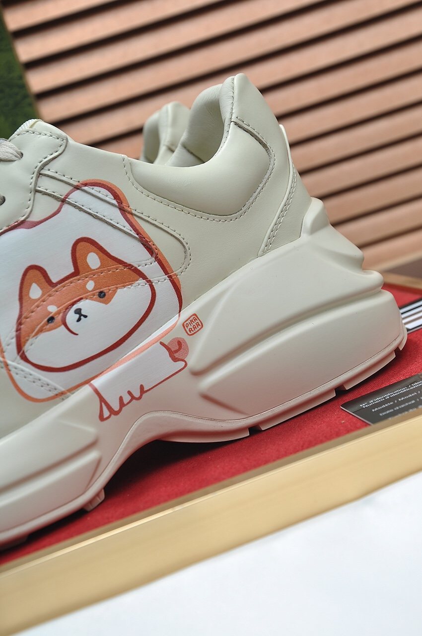 Gucci White Graphic Low-Top Sneakers