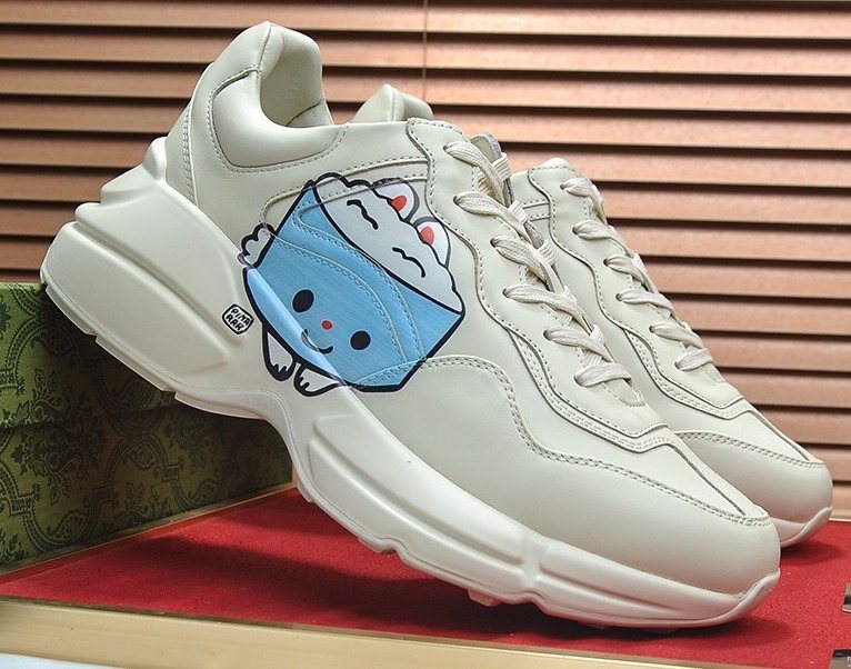 Gucci White Graphic Low-Top Sneakers