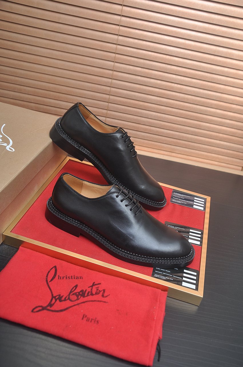 Christian Louboutin Black Red Sole Lace-Up Dress Shoes