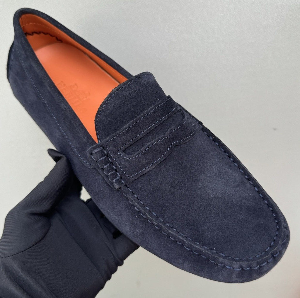 Hermès Men's Navy Suede Driving Loafers